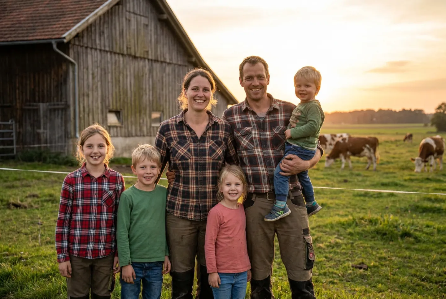 Familie Wiedemann auf dem Hof in Birkenweiler