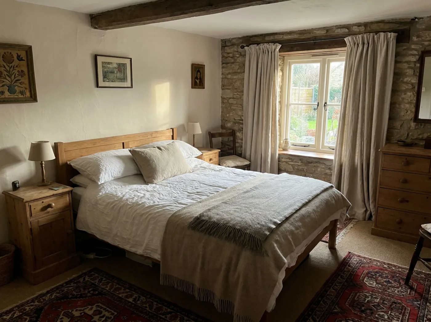 Schlafzimmer mit Doppelbett im Ferienhäusle